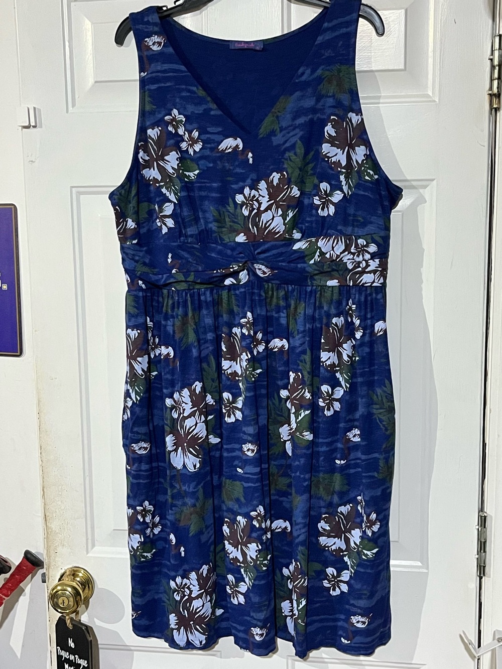Fresh Produce Tropical Floral Vneck Dress, Sz 2X